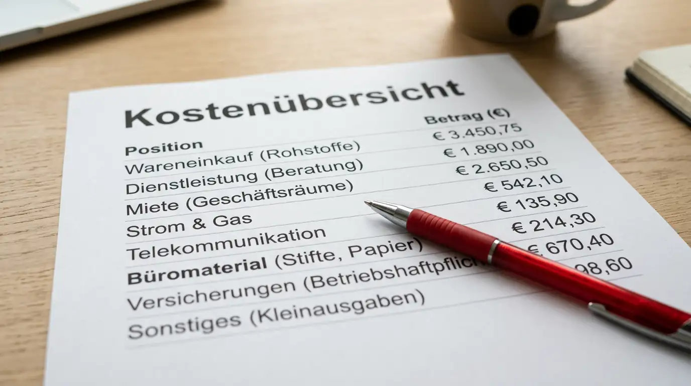 Detailaufnahme eines Dokuments mit einer Aufstellung von Gebührenposten und Euro-Zeichen
