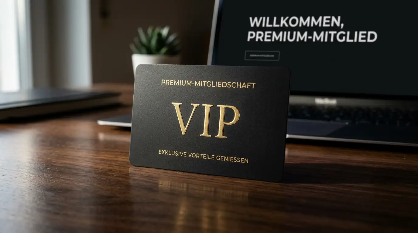 Exklusive Skrill VIP Karte auf einem eleganten dunklen Schreibtisch